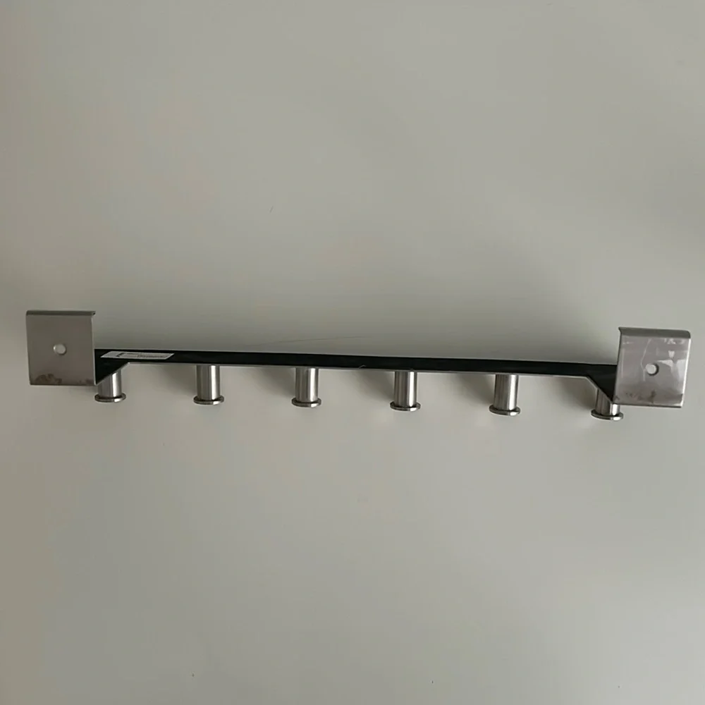 IKEA GRUNDTAL Stainless Steel Over-the-Door Hook Rack 6 Hooks Matte